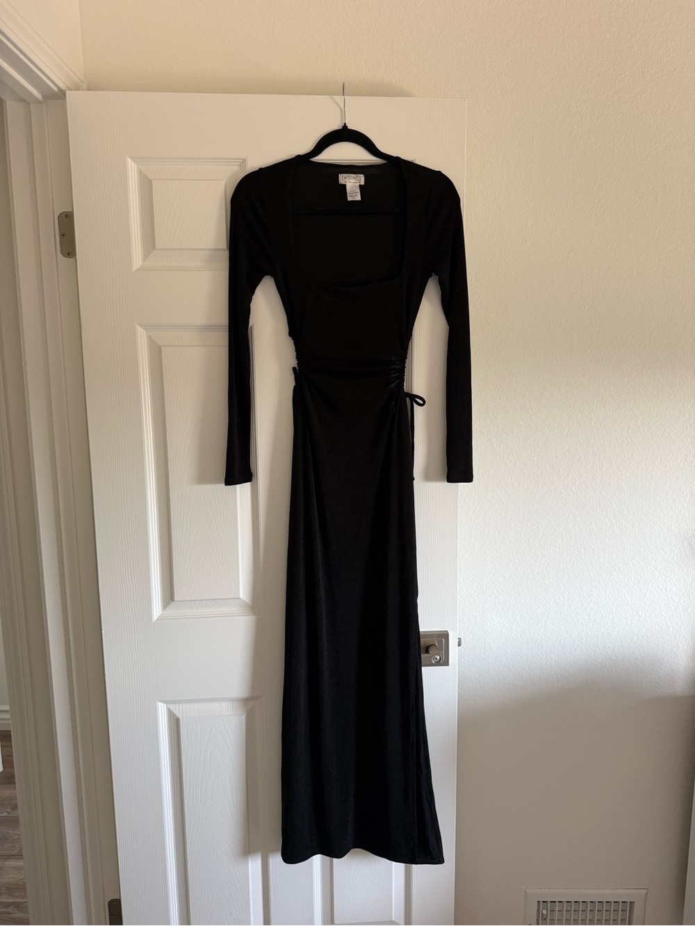 Zara Black Long-Sleeve Maxi Dress with back cut out
